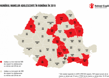 Harta mamelor minore din România. Peste 18.000 din nașterile anului 2019 provin de la mame minore