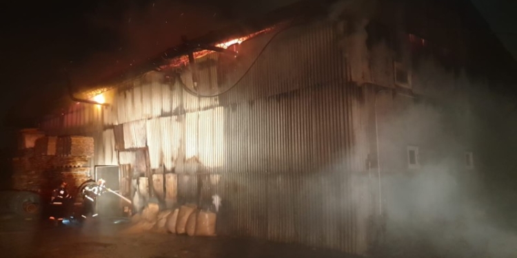 Incendiu de proporții la un atelier de mobilă din Timișoara