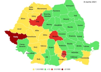 Numărul persoanelor cu Covid-19 internate, în spitalele din Timiş, a urcat la 458, de la 438.