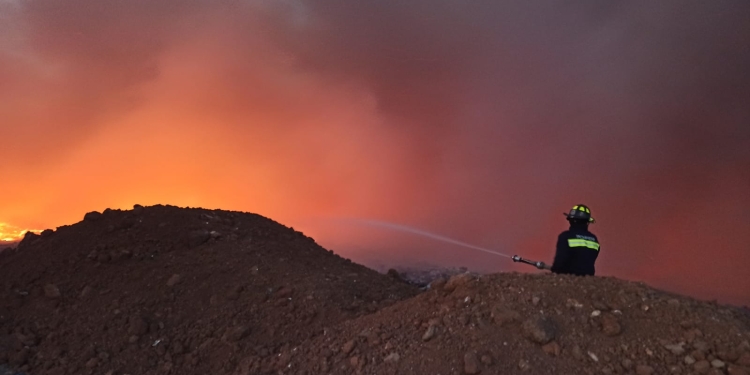 VIDEO. Flăcări uriașe lângă Arad. Arde groapa de gunoi