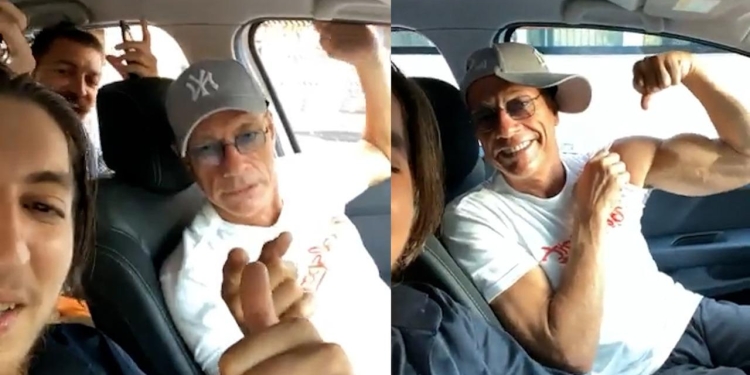 Jean Claude van Damme, filmat într-o mașină cu români în timp ce ascultă manele. Şoferul, live pe Facebook