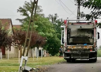 Satchinez: Dorel a lucrat și sâmbătă. Conducea mașina de gunoi și a lovit un stâlp de curent