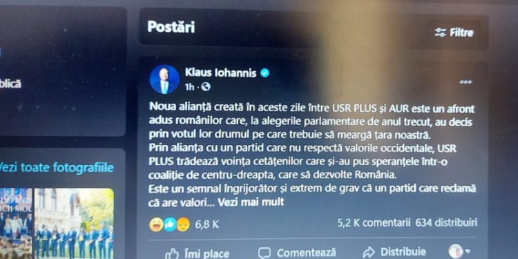 USR-iștii aproape că blochează pagina de Facebook a președintelui Klaus Iohannis! Vezi aici motivul