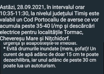 După „Ursu Băăă”, de la ISU Brașov, vine ISU Timiș! Atenționează populația de un cod portocaliu cu câteva minute înainte de expirare și la aproape o oră după emitere