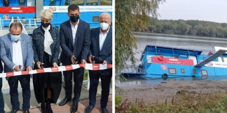 Pur ghinion! Pontonul la care au tăiat panglica Raluca Turcan și alte șase persoane s-a scufundat parțial la mai puțin de o lună de la inaugurare