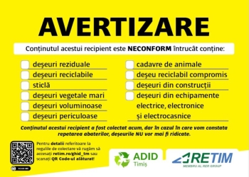 Eticheta galbenă pe pubela de gunoi înseamnă că nu colectați corespunzător deșeurile! Vezi aici ce amenzi prevede legea