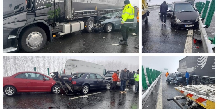 A fost carambol pe autostradă! Zece mașini implicate într-un accident pe A1, în apropiere de Nădlac