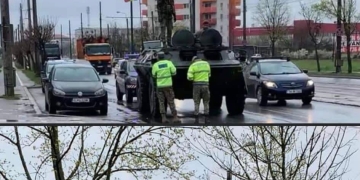 Au rămas cu blindatul în mijlocul drumului! Un bulevard din Timișoara a fost blocat