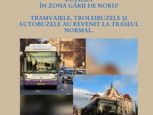 Circulația tramvaielor revine la normal în zona Gării de Nord