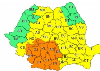 Coduri galbene și portocalii de ploi în toată țara