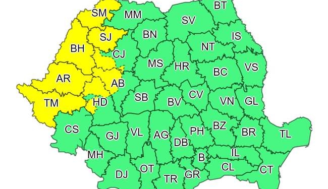 Cod galben de averse în Timiș