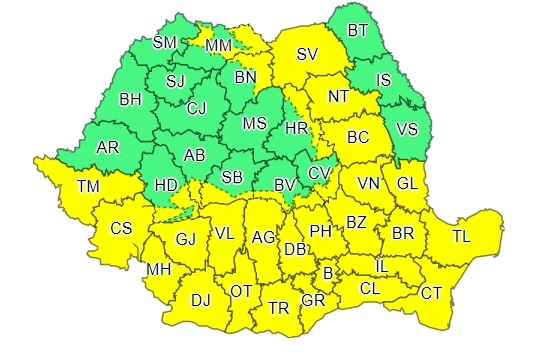 Un nou avertisment de la meteorologi, valabil și pentru județul Timiș