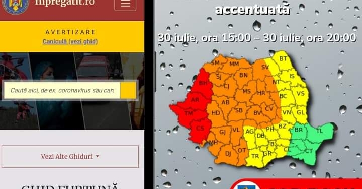 Cod roșu de vând puternic și furtună