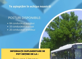 Se caută șoferi de autobuz, troleibuz și vatmani. STPT te vrea în echipa sa!
