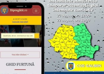 UPDATE. Galbenul devine portocaliu! Vin furtuni în vest. Cod galben de vreme rea emis de meteorologi