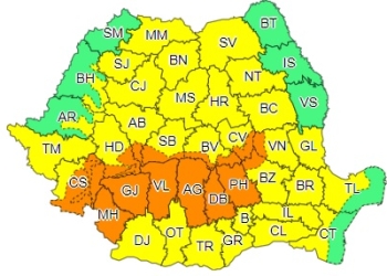 Cod galben de ploi și instabilitate, în vestul țării