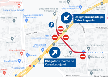 Restricțiile de pe Calea Lugojului, desenate pentru șoferi, de Primăria Timișoara