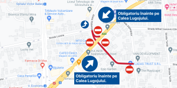 Restricțiile de pe Calea Lugojului, desenate pentru șoferi, de Primăria Timișoara