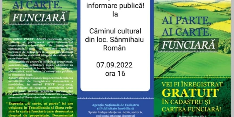 Sânmihaiu Român: cadastrare gratuită pentru cetățeni