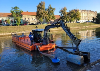 Canalul Bega, curățat de vegetație pentru ca vaporașele să poată circula fără probleme