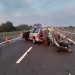 S-a născut a doua oară, după ce s-a izbit violent de un camion pe A1. Mașina avea numere false