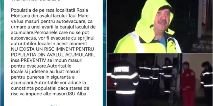 Este alertă la Roșia Montană! Avarie la baraj, sute de oameni evacuați