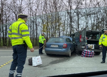 Cinci răniți, printre care o fetiță de 8 ani, în urma unui accident petrecut la ieșire din Timișoara