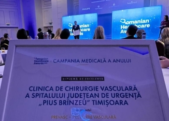 Clinica de Chirurgie Vasculară a Spitalului Județean Timișoara, premiată cu Diploma de excelență
