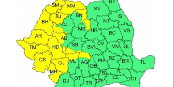 Vestul țării este sub cod galben de ploi