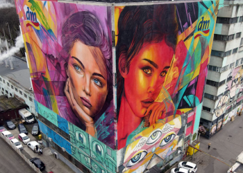 Cel mai mare mesh pictat care purifică aerul, din România, inaugurat la Timișoara FOTO