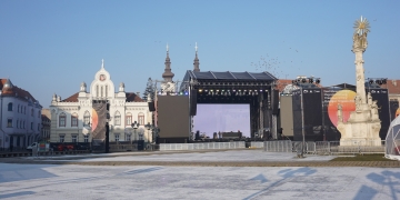 Piața Unirii, pregătită pentru spectacolele din deschiderea TM2023. Sunt așteptați 16.000 de oameni