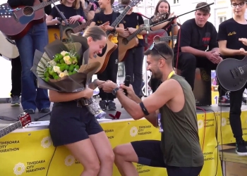 Vor alerga împreună și prin viață! Cerere de căsătorie inedită la Timisoara City Marathon