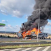 La un pas de tragedie! Un tir a luat foc într-o benzinărie pe A1, în Timiș