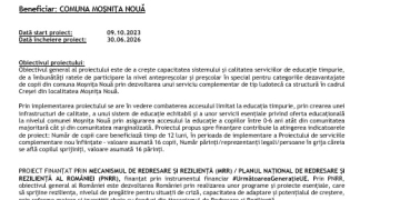 COMUNICAT DE PRESĂ / COMUNICAT DEMARARE PROIECT„PNRR: Fonduri pentru România modernă și reformată!”