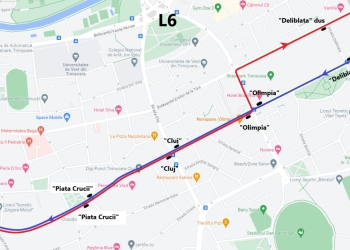 Autobuz în locul tramvaiului 6, între Piața Bălcescu și str. Cerna
