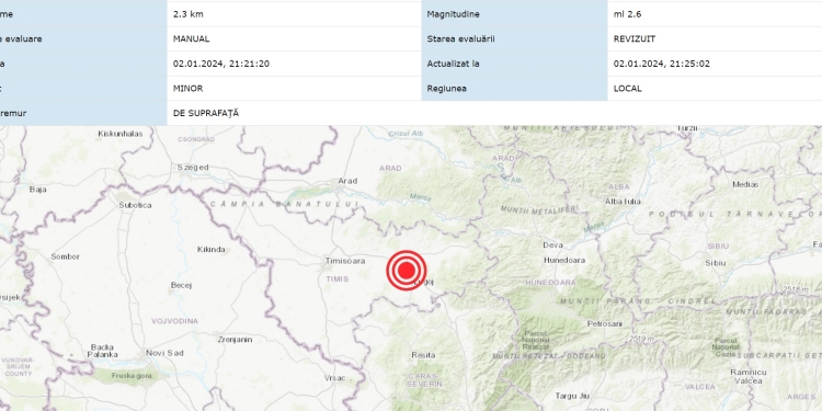 A fost cutremur la doar câteva zeci de km de Timișoara
