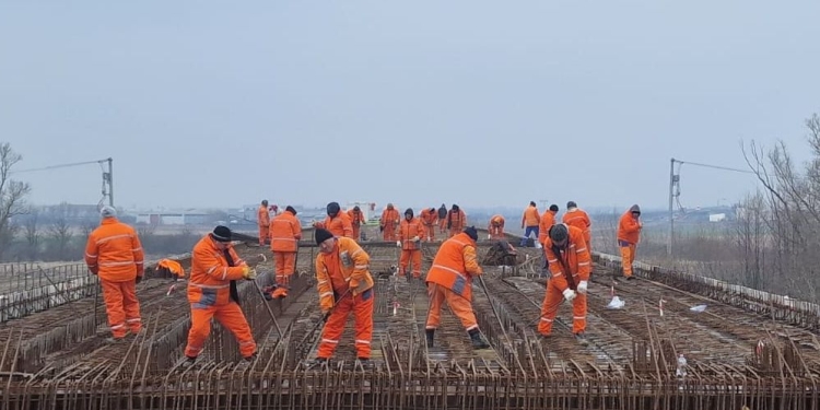 Activitate intensă pe șantierul centurii de sud a Timișoarei! Sute de muncitori mobilizați