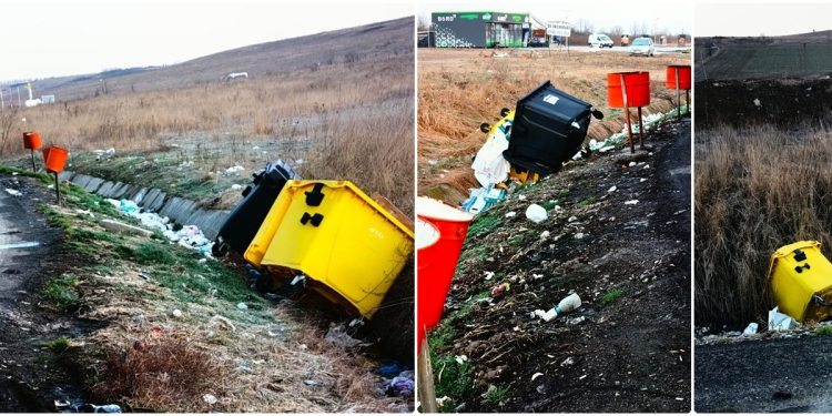 Plin de nesimțiți! S-au furat până și roțile de la containerele din parcări