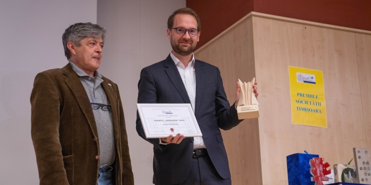 Primarul Fritz a primit, în numele orașului, Premiul „Speranța” acordat de Societatea Timișoara