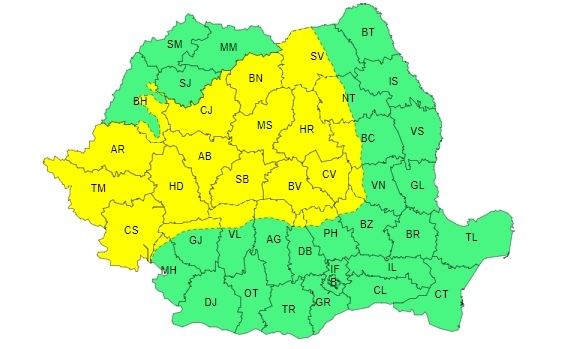 Vestul țării, sub cod galben de vijelii