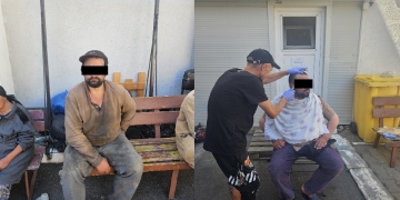 13 oameni ai străzii din Timișoara, spălați și tunși cu sprijinul polițiștilor locali