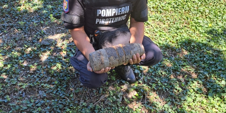 Muniție neexplodată din al II-lea Război Mondială, găsită în Timiș