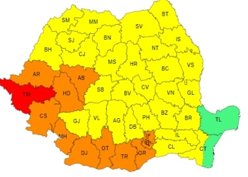 Coduri portocalii și roșii de caniculă în vestul țării
