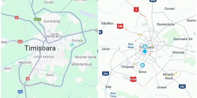 Centura Timișoara Sud, pe Google Maps și Waze