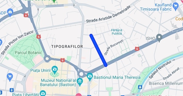 Circulație rutieră închisă pe o stradă din Timișoara