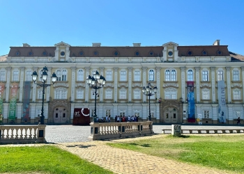 Opera și Muzeul de Artă din Timișoara, iluminate în roz și albastru de Ziua Părinților de Îngeri