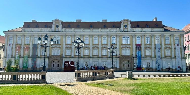 Opera și Muzeul de Artă din Timișoara, iluminate în roz și albastru de Ziua Părinților de Îngeri
