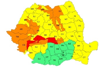 Coduri roșii și portocalii de vânt și viscol în vestul țării!