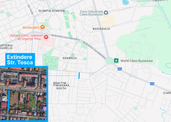 Strada Toșca din Timișoara se extinde. Conexiune nouă între Bulevardul Prezan și Strada Mureș