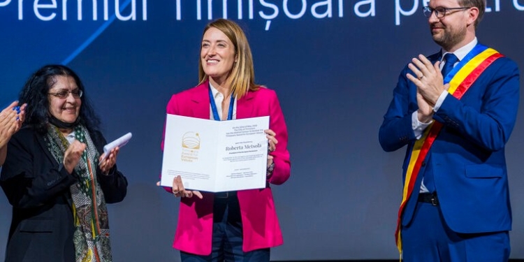 Roberta Metsola, după ce a primit Premiul Timișoara pentru Valori Europene: „Sunt profund onorată” FOTO
